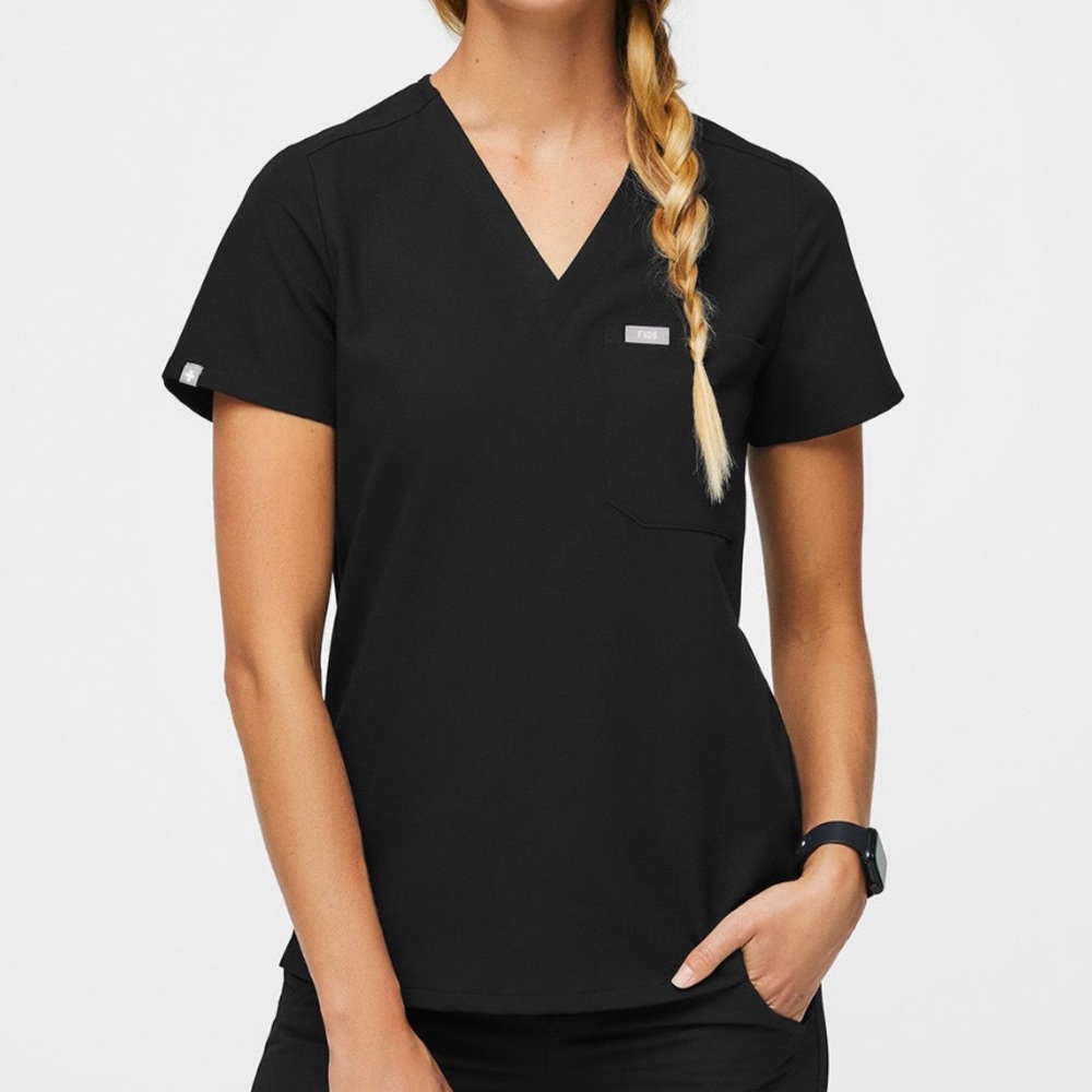 Figs Black Catarina One-Pocket Scrub Top - XS